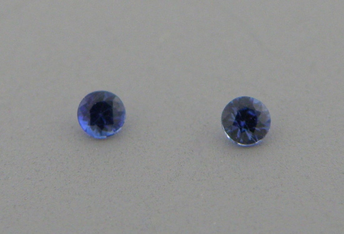 2.2mm MATCHING PAIR ROUND CUT NATURAL BLUE SAPPHIRE: Sale is for 2 round cut natural Blue sapphires Matching pair Sapphires measures 2.2mm in diameter New, never used before