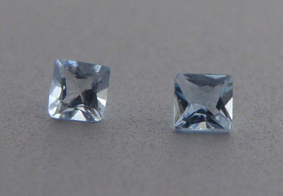 3.5mm MATCHING PAIR PRINCESS LOOSE NATURAL AQUAMARINE (1 of 1)