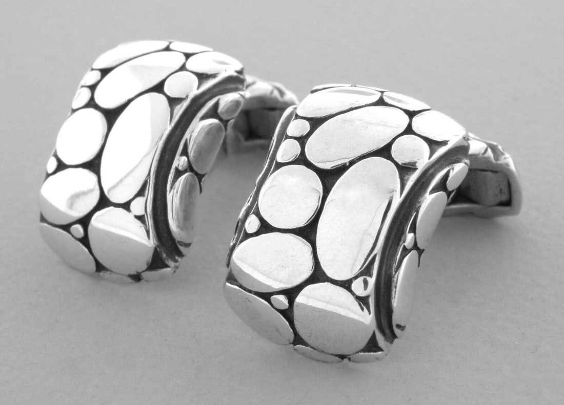 JOHN HARDY STERLING SILVER PEBBLE CUFFLINKS (1 of 2)