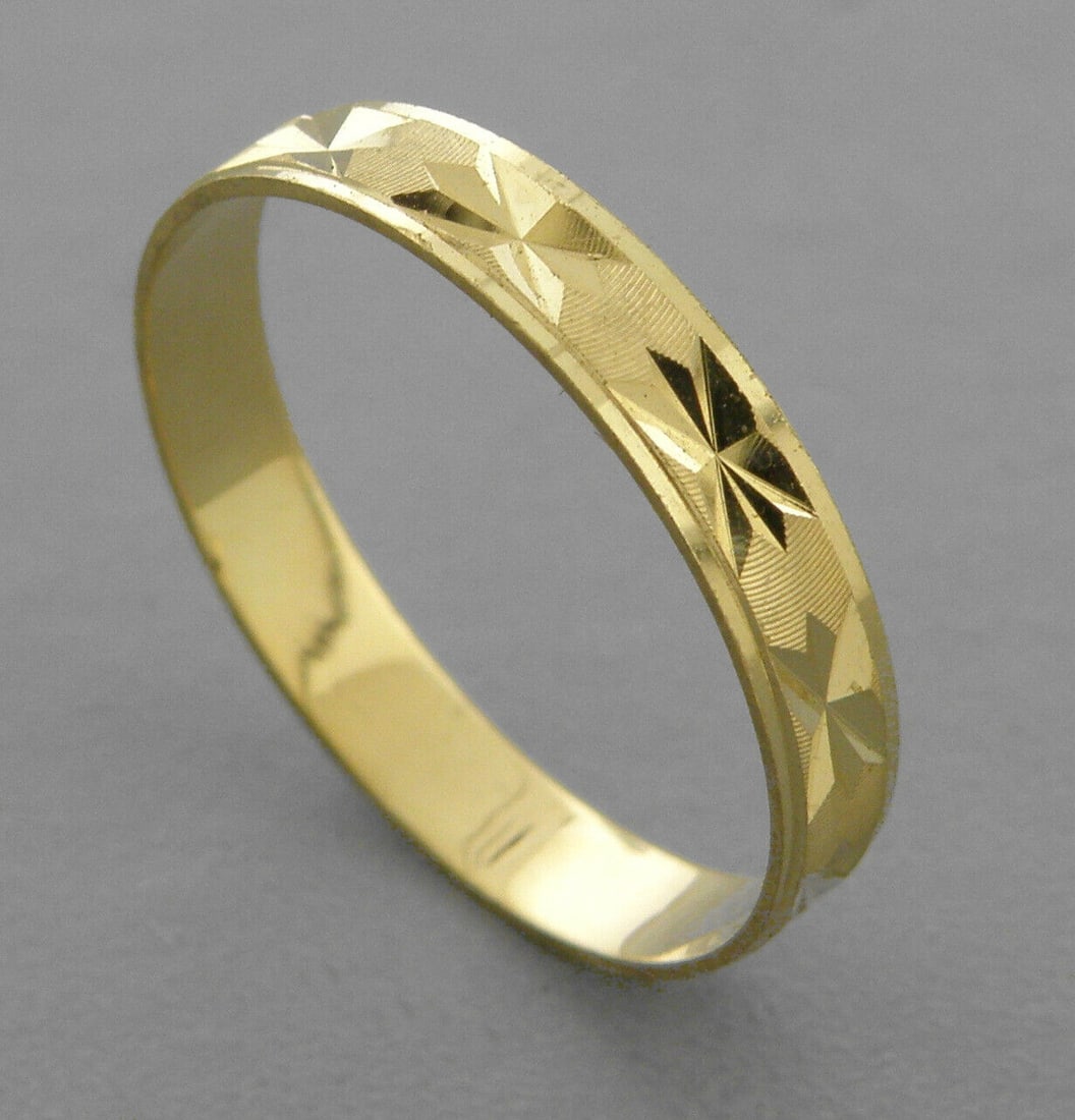 14K SOLID YELLOW GOLD KIDS STAR BAND RING 3mm SIZE 5 (1 of 2)