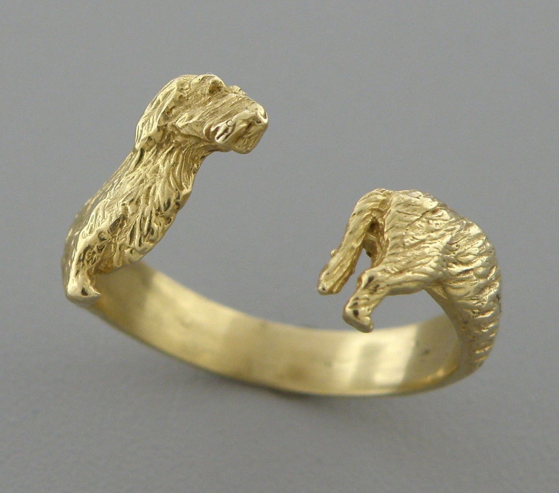 VINTAGE 18K Y/ GOLD DACHSHUND DOG BAND WRAP RING 9.5 (1 of 2)