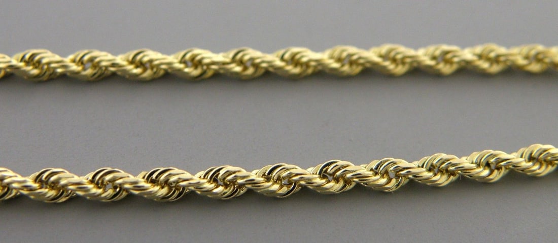 14K YELLOW GOLD ROPE CHAIN NECKLACE 2mm - 18" (1 of 2)