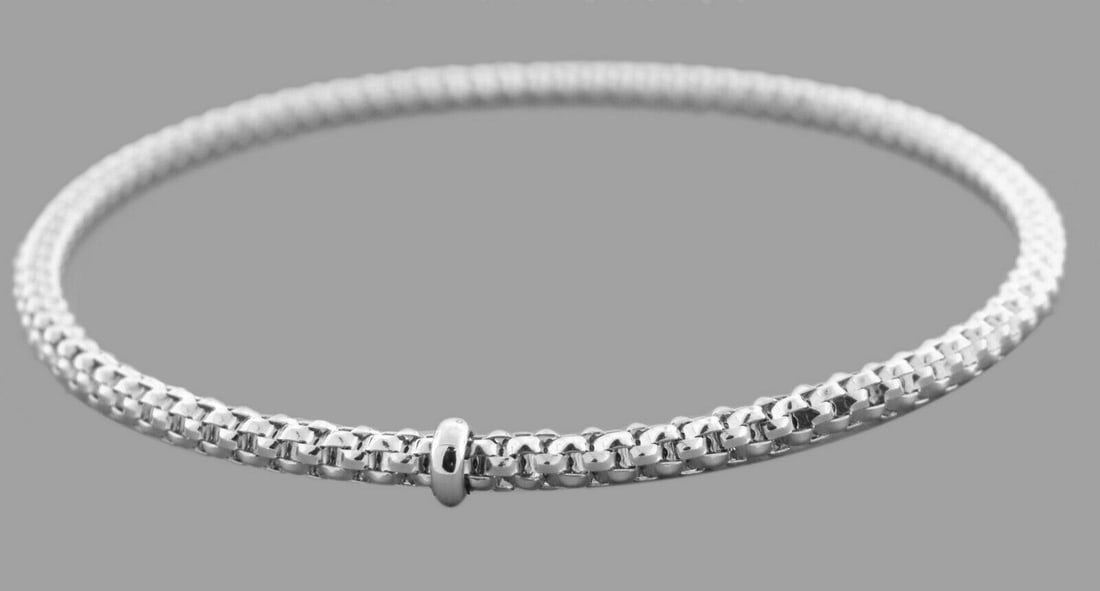 NEW 14K WHITE GOLD LADIES STRETCHABLE BANGLE BRACELET (1 of 2)