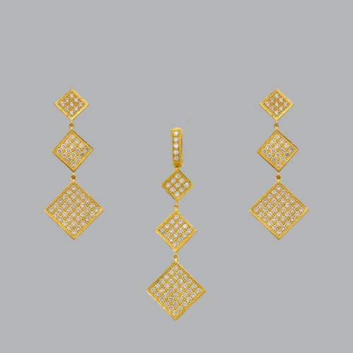 NEW 14K YELLOW GOLD DROP DANGLE EARRING PENDANT SET (1 of 2)