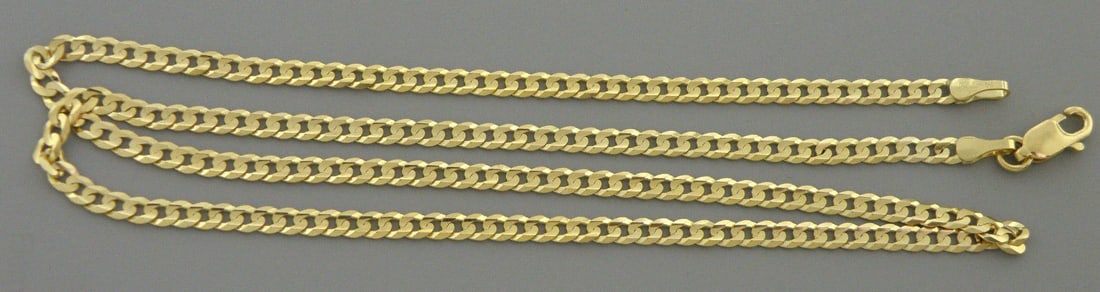 14K YELLOW GOLD CHAIN, 16" UNISEX CURB NECKLACE 3mm (1 of 2)