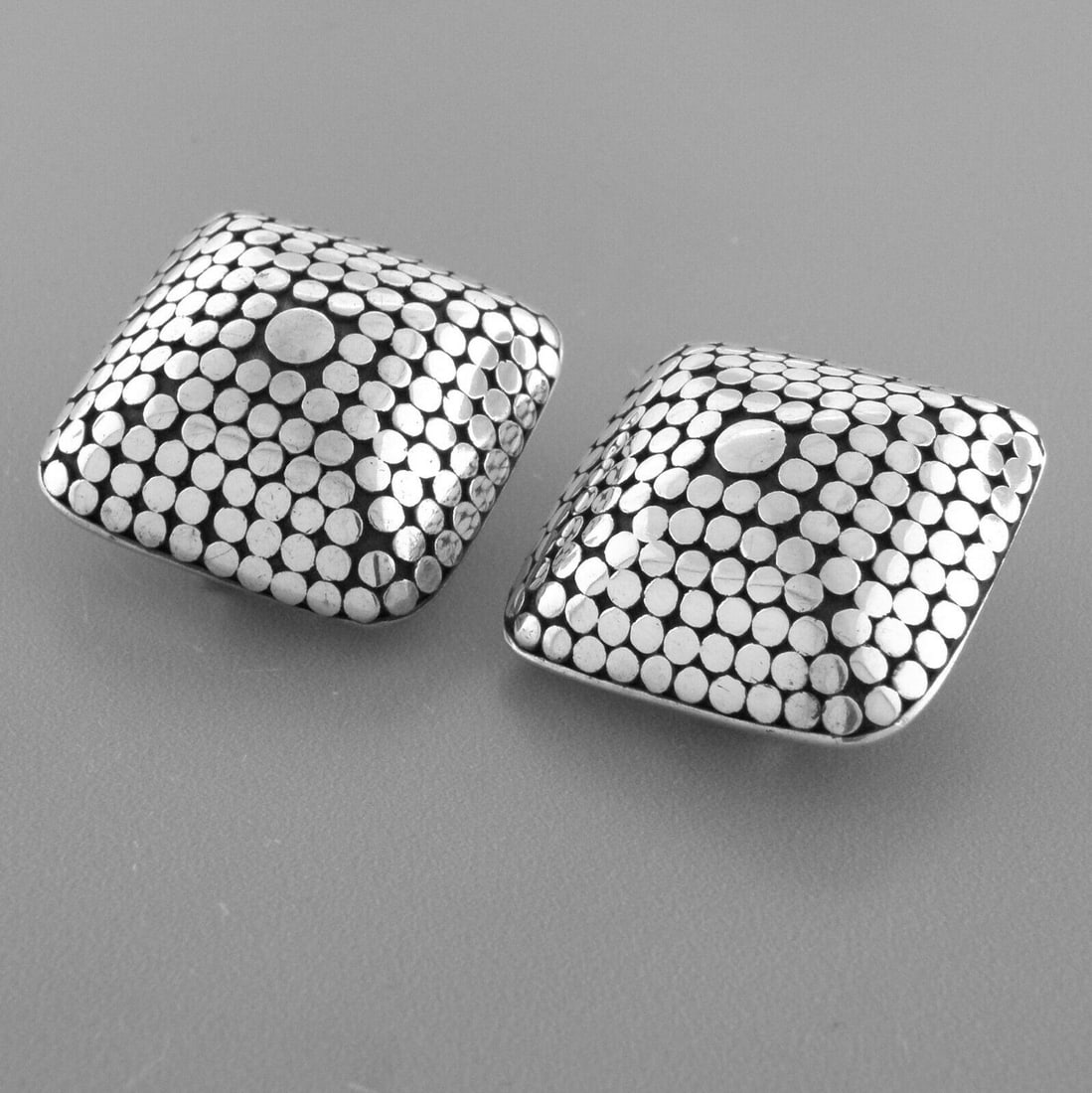 JOHN HARDY STERLING SILVER SQUARE DOT EARRINGS HUGE LARGE (1 of 2)
