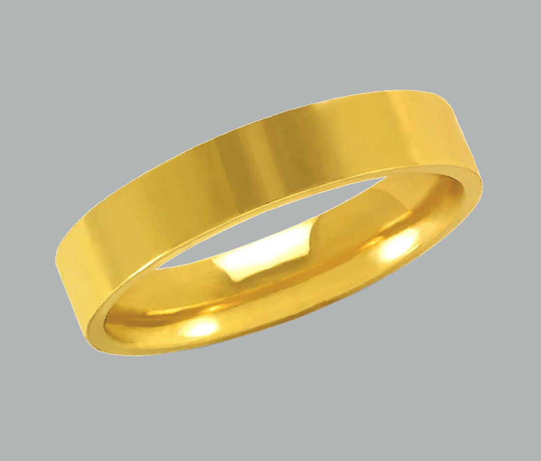 14K Y/ GOLD WEDDING BAND RING FLAT COMFORT 3mm SIZE 7 (1 of 1)