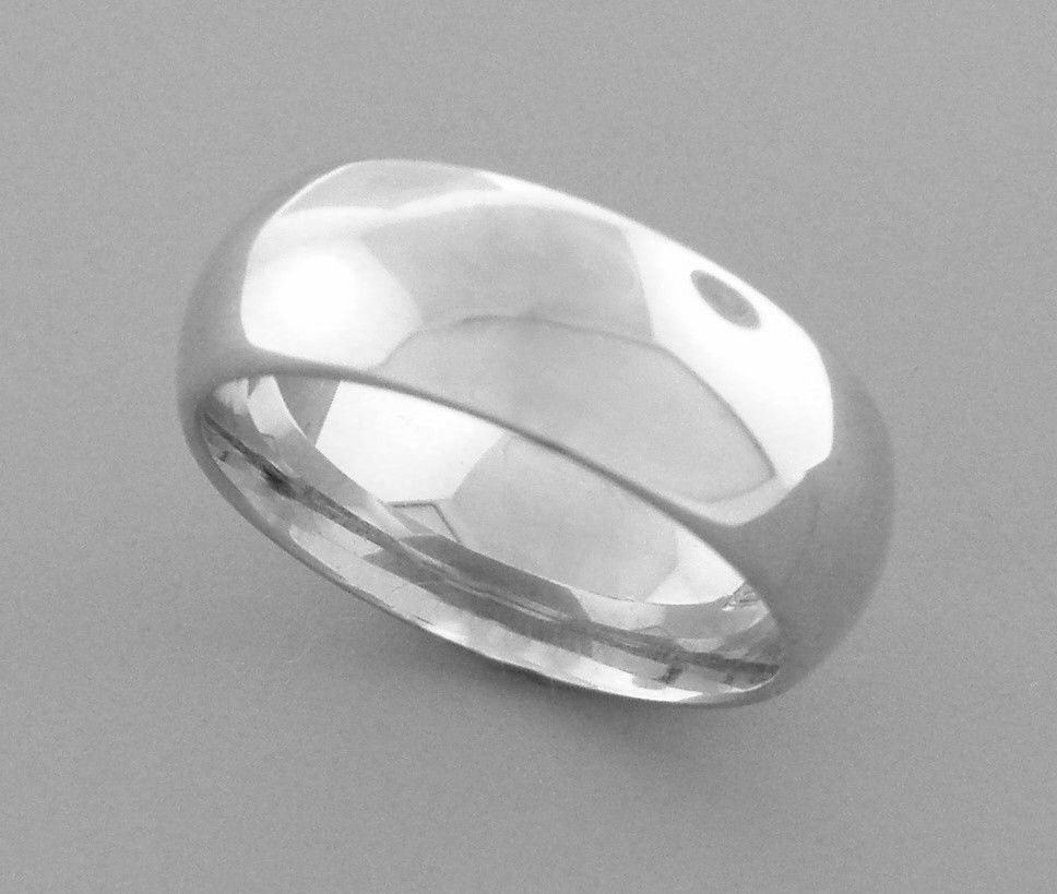 14K WHITE SOLID GOLD 6MM COMFORT BAND WEDDING RING 8: Size 8 Band measures 6mm wide 14K white gold Comfort fit Wedding band, smooth and rounded inside the band to make it more comfortable on the finger for everyday wear. Solid gold and thick, not lightw