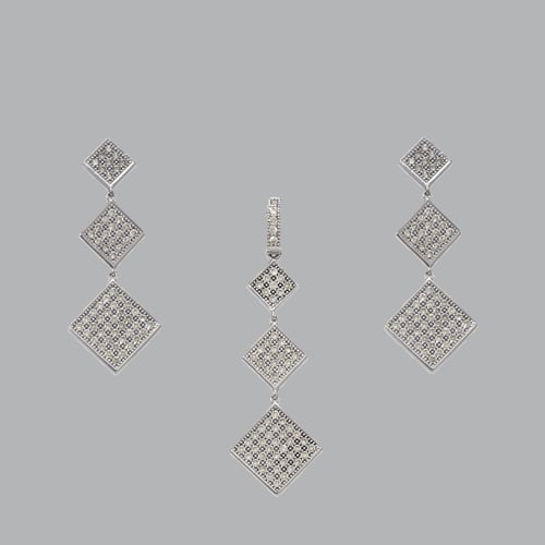 NEW 14K WHITE GOLD DROP DANGLE EARRING PENDANT SET (1 of 2)