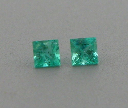 2.8mm MATCHING PAIR PRINCESS CUT COLOMBIAN EMERALD (1 of 1)