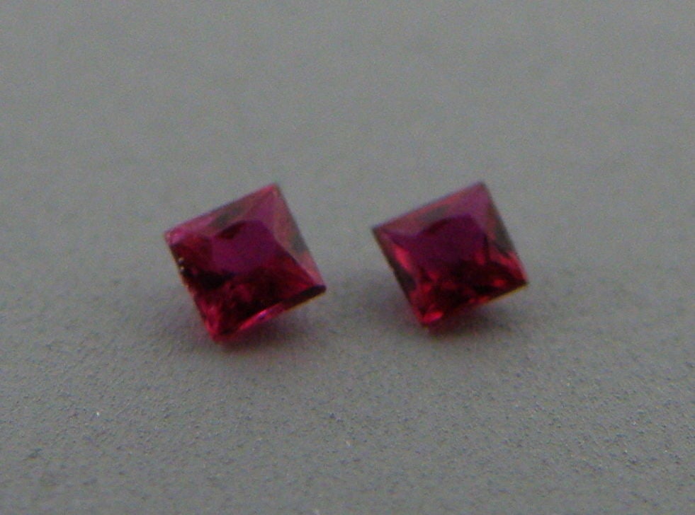 2.5mm MATCHING PAIR PRINCESS CUT NATURAL RED RUBY (1 of 1)