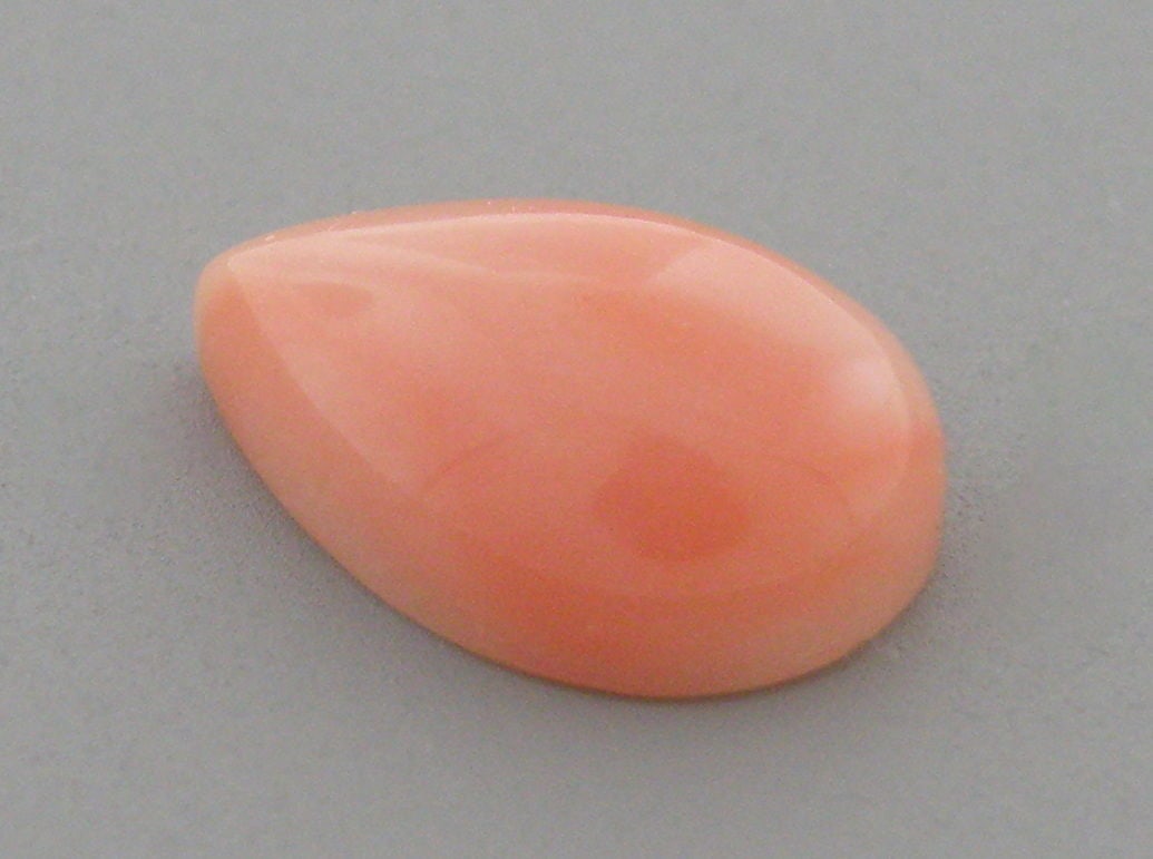 UNTREATED 10x7mm SEA CORAL PEAR SHAPE DARK PINK SALMON (1 of 1)