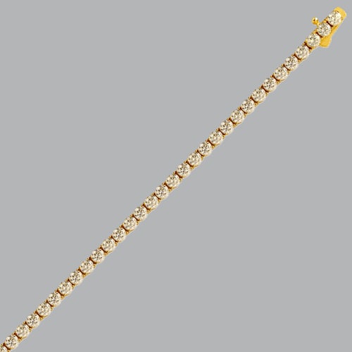 14K YELLOW GOLD ROUND CZ TENNIS BRACELET: 14K YELLOW GOLD BRACELET 14K Solid Yellow Gold (not gold plated or gold filled) Cz cubic zirconia Width Size: 2.5mm wide Lengths: 7" High Polish 14k gold with Cubic Zirconia Stamp: 14k Avg Weight: 2.