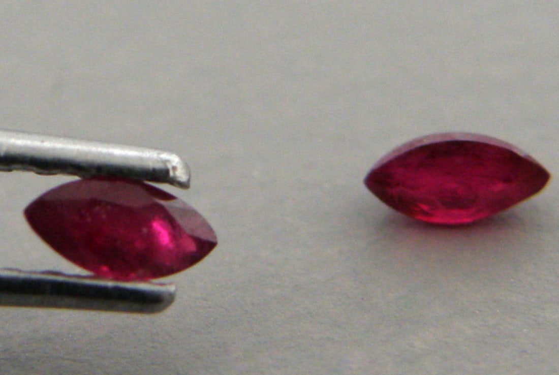 6x3mm MATCHING PAIR MARQUISE NATURAL PIGEON BLOOD RUBY (1 of 1)