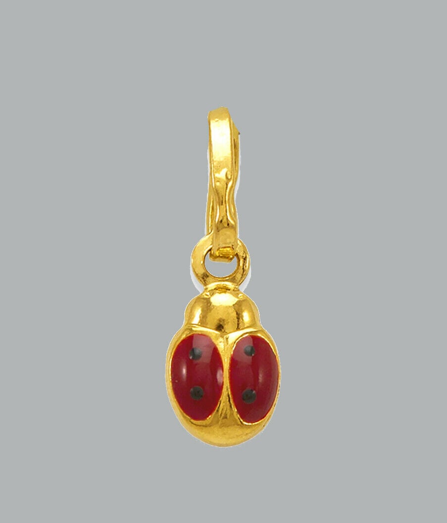NEW 14K YELLOW GOLD ENAMEL PENDANT / CHARM LADYBUG (1 of 1)