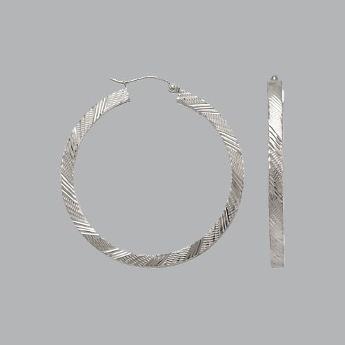 NEW 14K WHITE GOLD SQUARE HOOP TUBE EARRINGS 3mm (1 of 1)