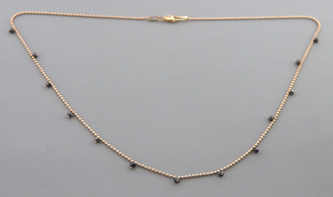 14K R/ GOLD BLACK DIAMOND BY THE YARD NECKLACE 1.25ct (1 of 2)