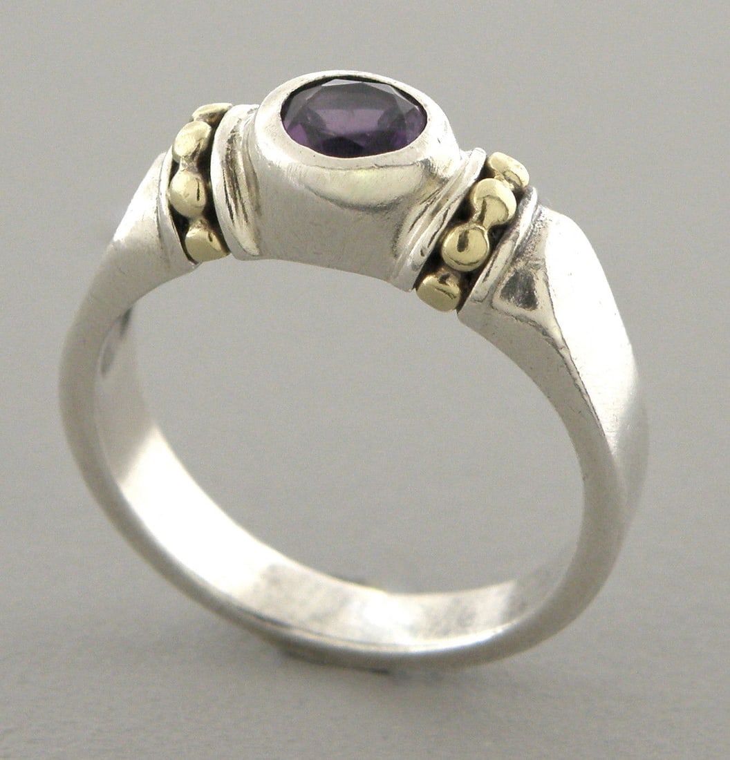 LAGOS CAVIAR 18K GOLD STERLING SILVER AMETHYST RING (1 of 2)