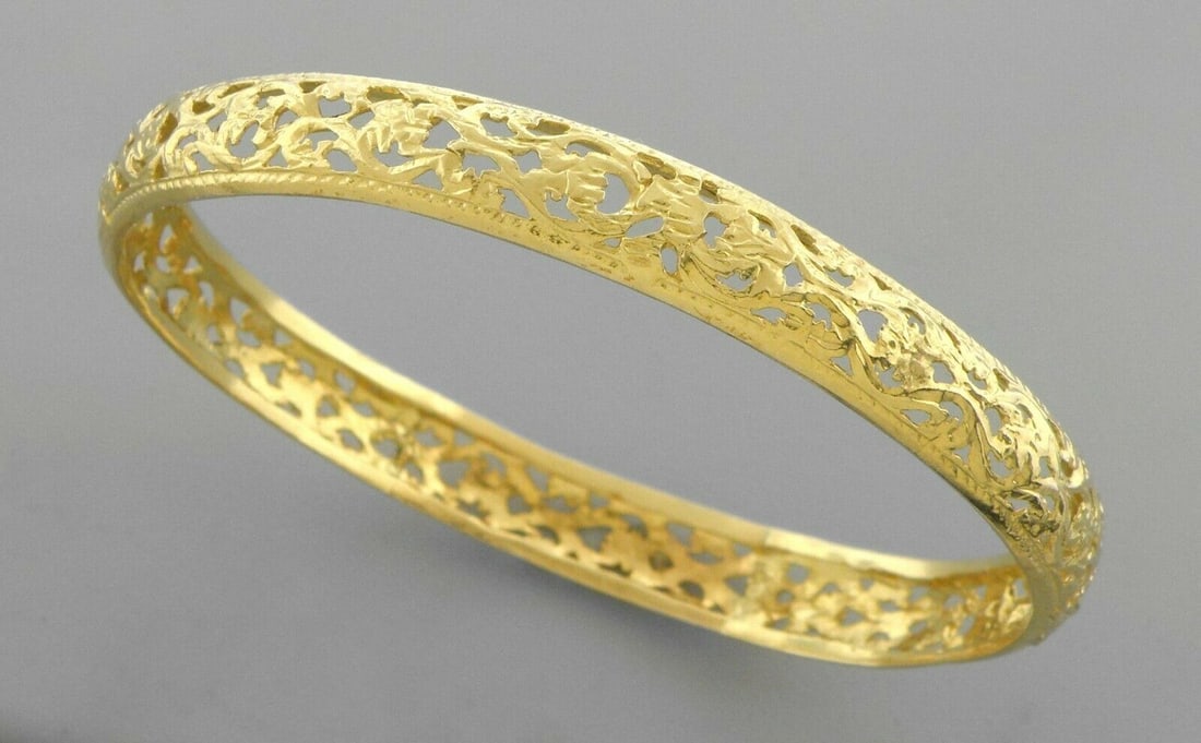 14K YELLOW GOLD MOROCCAN BANGLE BRACELET FILIGREE (1 of 2)