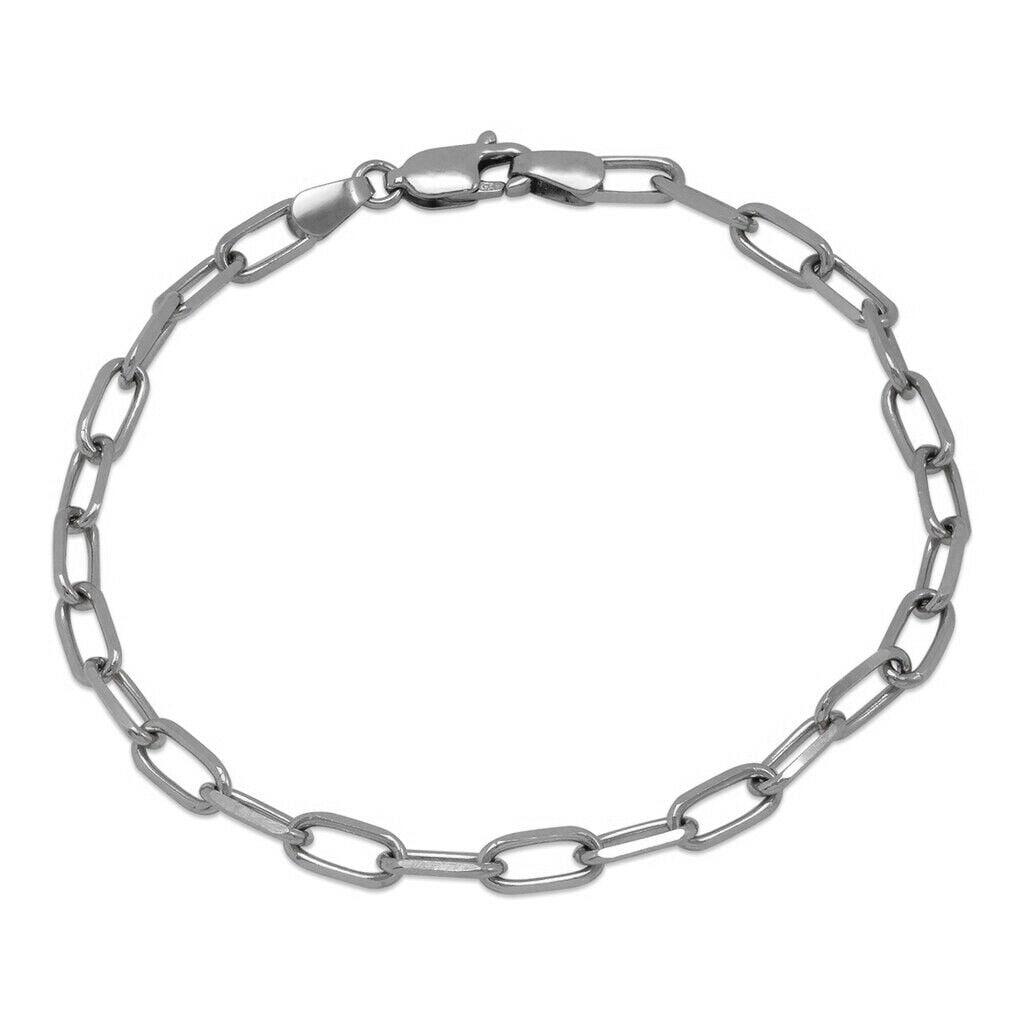 14K WHITE GOLD OVAL LINK CHAIN BRACELET 3.5mm (1 of 2)