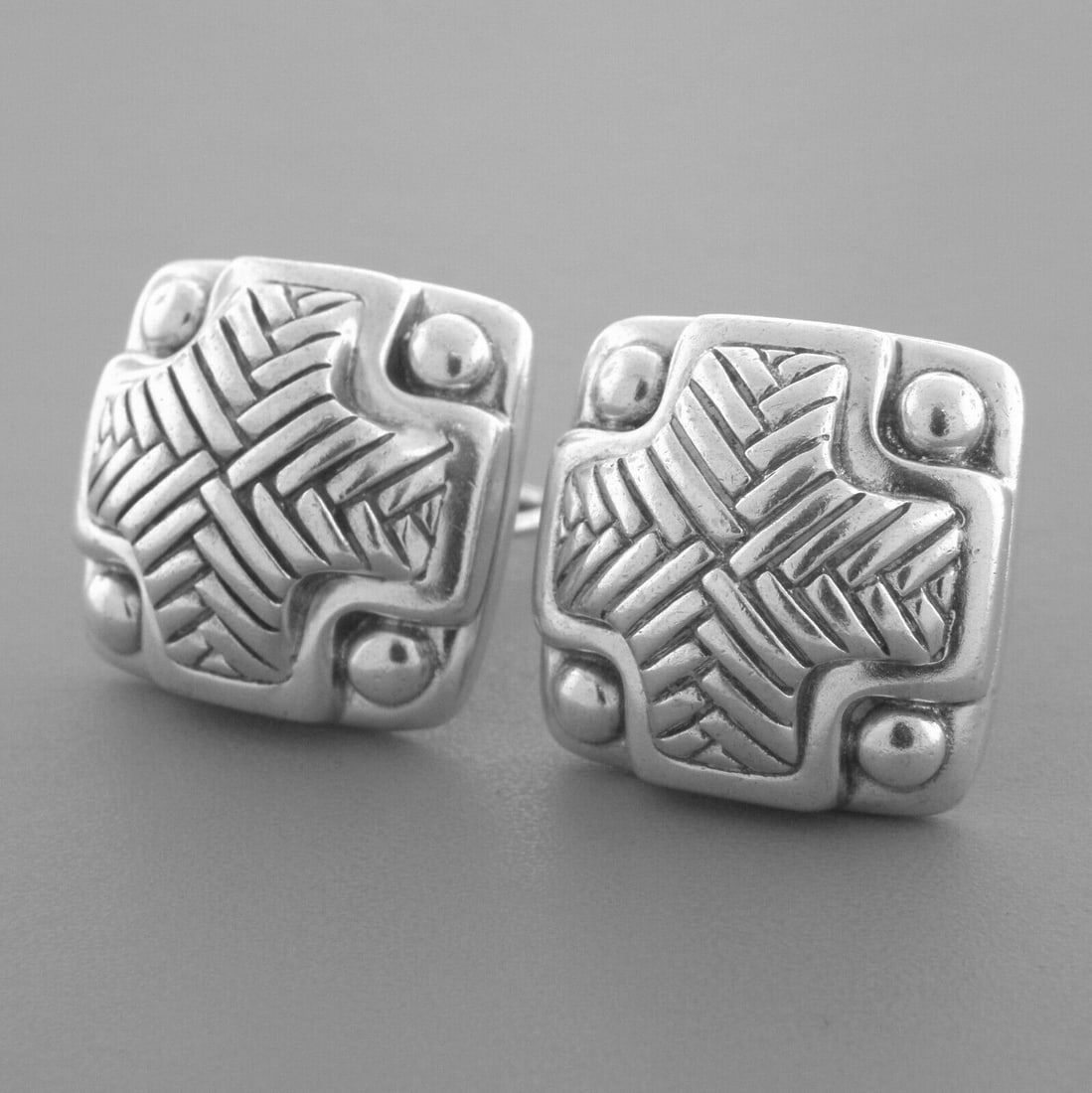 KIESELSTEIN CORD STERLING SILVER WEAVE SQUARE EARRINGS (1 of 2)
