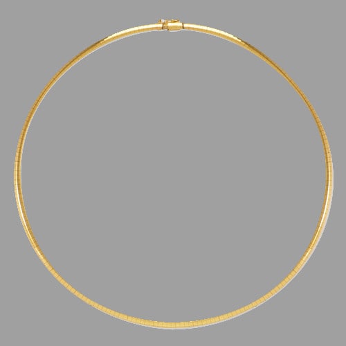 14K YELLOW GOLD 18" OMEGA CHAIN CHOKER HEAVY 19.8g: 14K Yellow GoldApprox. 3.0mm WideHigh PolishBox Clasp18" Long19.8g