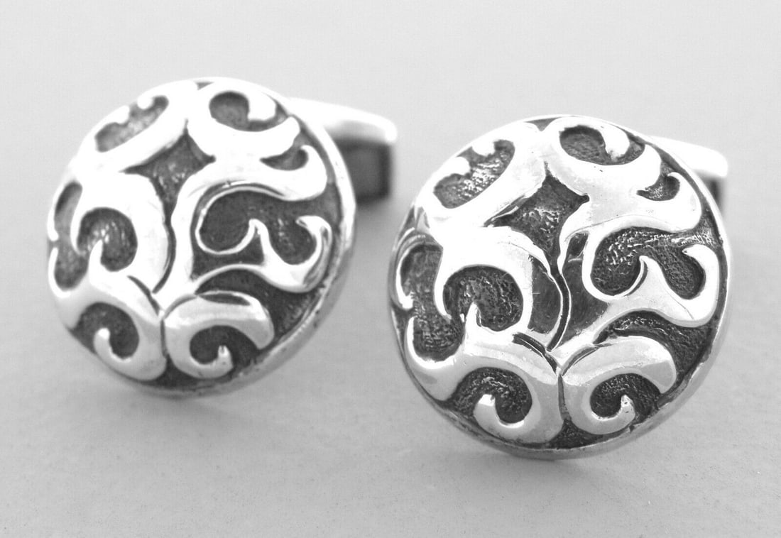 VINTAGE JOHN HARDY STERLING SILVER SWIRL CUFFLINKS (1 of 2)