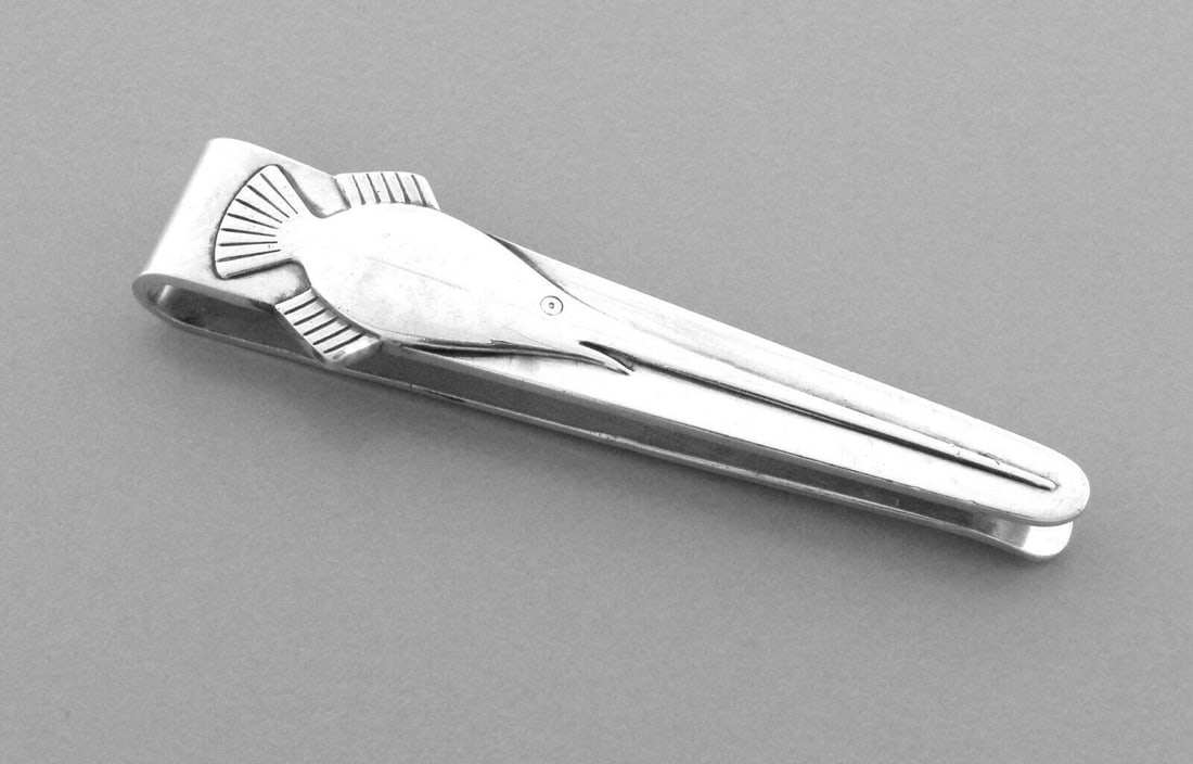 VINTAGE GEORG JENSEN STERLING SILVER TIE CLIP MARLIN FISH 79 (1 of 2)