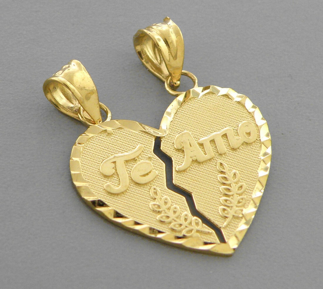 NEW 14K YELLOW GOLD PENDANT / CHARM AMORES HEART TE AMO: NEW 14K YELLOW GOLD AMORES HEART PENDANT New 14K Yellow Gold Pendant Measures: 20x18mm Pendant has a polished finish Stamp: 14k Apx Weight: 2.2g