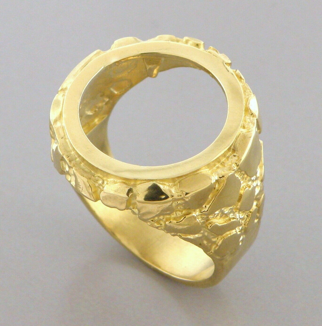 1/10 oz GOLD AMERICAN EAGLE COIN MOUNT RING 14K MEN'S NUGGET HEAVY - MOUNT ONLY (1 of 2)