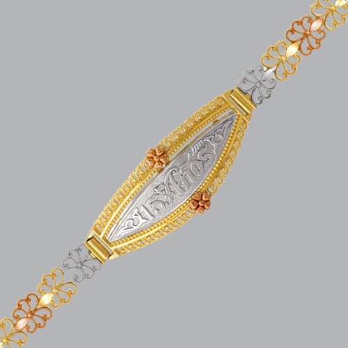 NEW 14K TRI COLOR GOLD 15 ANOS BRACELET FANCY DIAMOND (1 of 2)