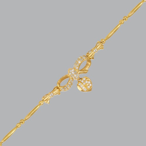 14K YELLOW GOLD CZ 15 ANOS BRACELET HEART RIBBON (1 of 2)