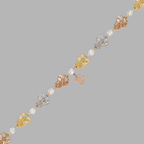 14K TRI-COLOR GOLD CZ 15 ANOS BRACELET BUTTERFLY (1 of 2)