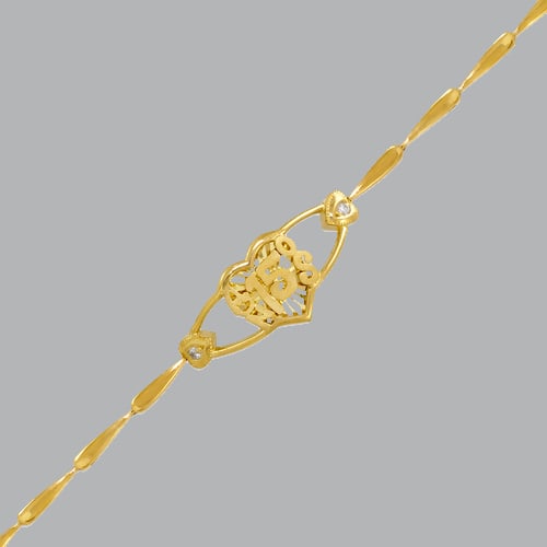 14K YELLOW GOLD CZ 15 ANOS BRACELET HEART (1 of 2)