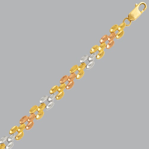 NEW 14K TRI COLOR GOLD LADIES OVAL LINK BRACELET (1 of 2)