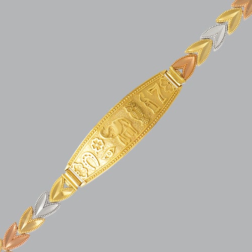 NEW 14K TRI COLOR GOLD LADIES GOOD LUCK BRACELET (1 of 2)