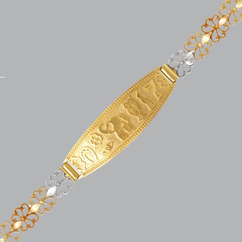 NEW 14K TRI COLOR GOLD LADIES ELEPHANT OWL HORSESHOE: 14K TRI-COLOR GOLD BRACELET New 14K Tri-Color Gold Measures 7mm wide, 12mm at the widest 7" Long Polished finish Lobster Clasp Stamp: 14k Avg Weight: 7" = 8.7g