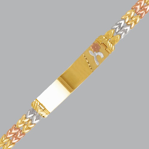 NEW 14K TRI COLOR GOLD LADIES FLOWER ID BRACELET (1 of 2)