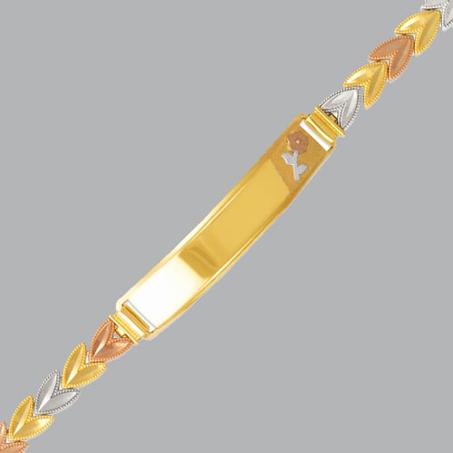 NEW 14K TRI COLOR GOLD LADIES FLOWER ID BRACELET (1 of 2)