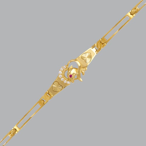 14K YELLOW GOLD LADIES FANCY CZ DOLPHIN BRACELET (1 of 2)