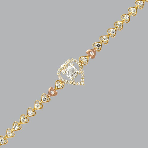 14K YELLOW GOLD LADIES FANCY HEART CZ SET BRACELET (1 of 2)