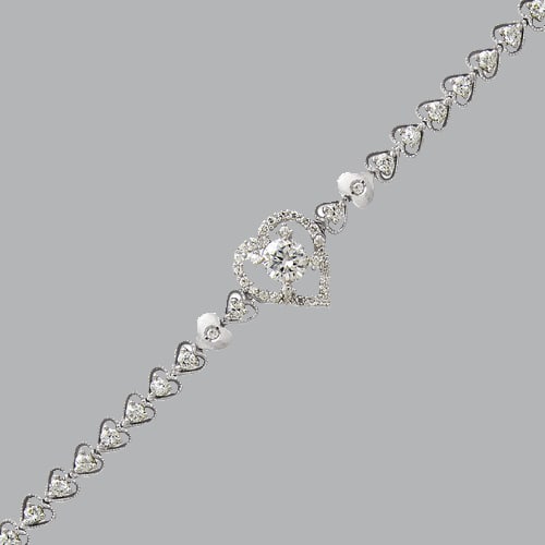 NEW 14K WHITE GOLD LADIES FANCY HEART CZ SET BRACELET (1 of 2)