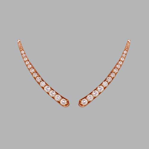 14K ROSE GOLD LADIES FANCY CRAWLER CZ SET EARRINGS: 14K ROSE GOLD CRAWLER EARRINGS New 14K Rose Gold Earrings Measures: 26mm long and 3mm wide Set with CZ Earrings has a polish finish Stamp: 14k Avg Weight: 1.6g