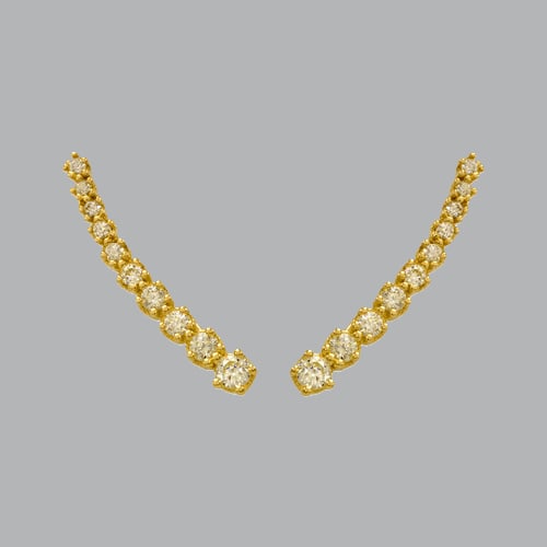 14K YELLOW GOLD LADIES FANCY CRAWLER PRONG CZ EARRINGS: 14K YELLOW GOLD EARRINGS New 14K Yellow Gold Earrings Measures: 3.5mm Wide x 26mm Long Crawler Earrings Set with CZ Earrings has a polish finish Stamp: 14k Avg Weight: 2.3g