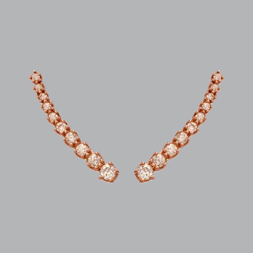 14K ROSE GOLD LADIES FANCY CRAWLER PRONG CZ EARRINGS: 14K ROSE GOLD CRAWLER EARRINGS New 14K Rose Gold Earrings Measures: 3.5mm Wide x 26mm Wide Crawler Earrings Set with CZ Earrings has a polish finish Stamp: 14k Avg Weight: 2.3g