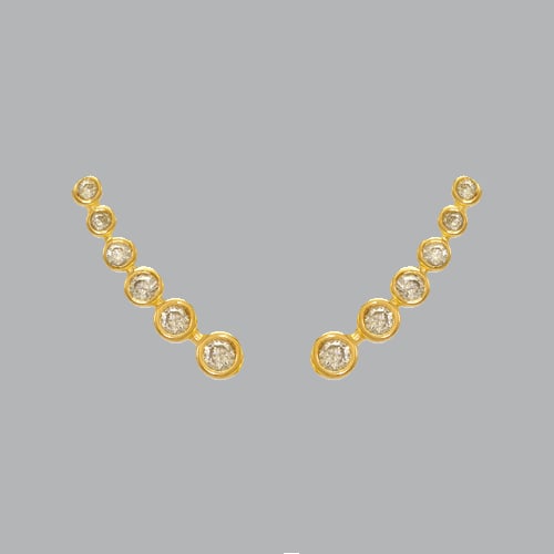 14K YELLOW GOLD LADIES FANCY CRAWLER CZ JOURNEY: NEW 14K YELLOW GOLD EARRINGS New 14K Yellow Gold Earrings Measures: 3.5mm Wide x 18mm Long Journey style Crawler Earrings Set with CZ Earrings has a polished finish Stamp: 14k Avg Weight: 1.5g