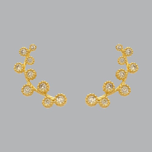 14K YELLOW GOLD LADIES FANCY CRAWLER CZ BUBBLE EARRINGS: NEW 14K YELLOW GOLD EARRINGS New 14K Yellow Gold Earrings Measures: 7mm Wide x 23mm Long Bubble style Crawler Earrings Set with CZ Earrings has a polished finish Stamp: 14k Avg Weight: 3.2g
