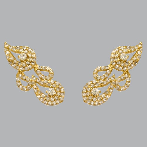 14K YELLOW GOLD LADIES FANCY CRAWLER CZ PAVE SET (1 of 2)