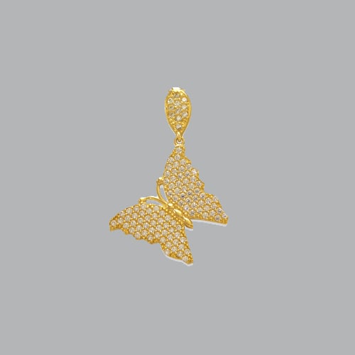 14K YELLOW GOLD LADIES FANCY BUTTERFLY CZ PENDANT: NEW 14K YELLOW GOLD PENDANT New 14K Yellow Gold Pendant Measures: 19mm Wide x 29mm Long Butterfly pendant Set with CZ Pendant has a polished finish Stamp: 14k Avg Weight: 2.2g No chain Included