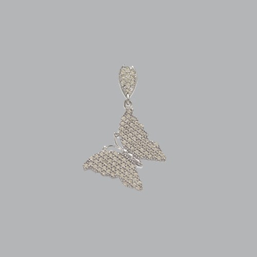 NEW 14K WHITE GOLD LADIES FANCY BUTTERFLY CZ PENDANT: NEW 14K WHITE GOLD PENDANT New 14K White Gold Pendant Measures: 19mm Wide x 29mm Long Butterfly pendant Set with CZ Pendant has a polished finish Stamp: 14k Avg Weight: 2.2g No chain Included